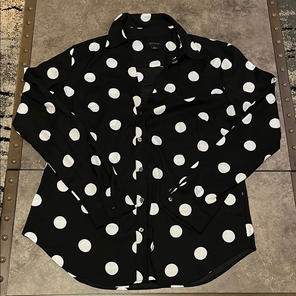 Black and White Polka Dot Button-Up Shirt